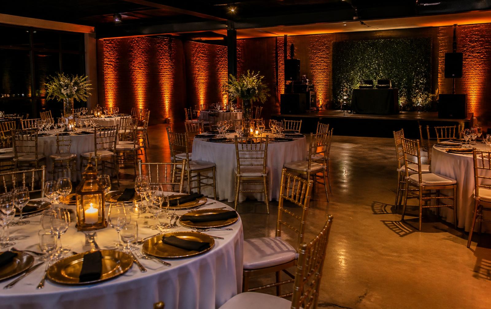 Hall set for an evening reception